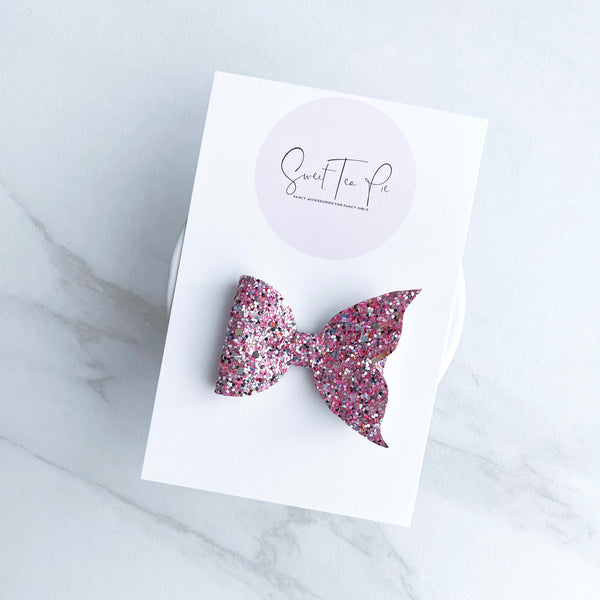 Pink Beach Mermaid Tail Glitter Hair Bow