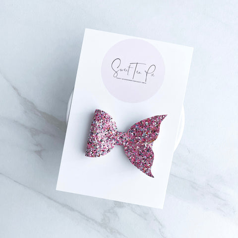 Pink Beach Mermaid Tail Glitter Hair Bow