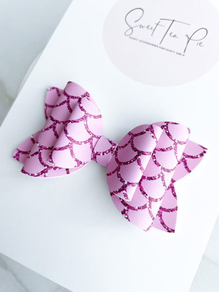 Pink Mermaid Double Loop Hair Bow