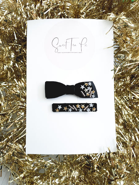 NYE 2023 Sequin Velvet Hair Bow