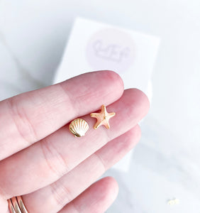 Pink Starfish Glam Stud Earrings