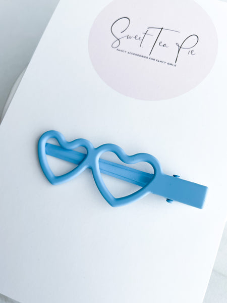 Blue Heart Sunglasses Glam Clip