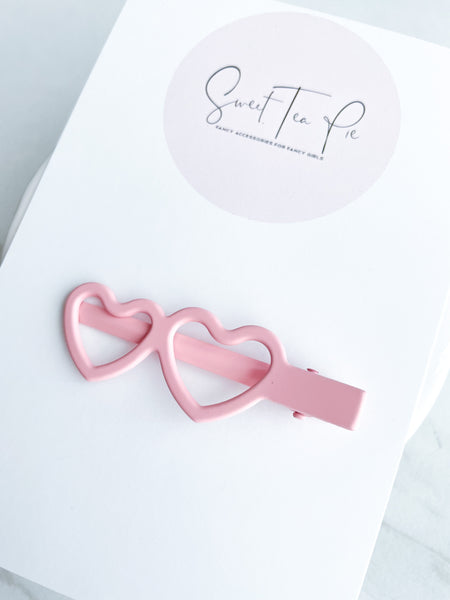 Pink Heart Sunglasses Glam Clip