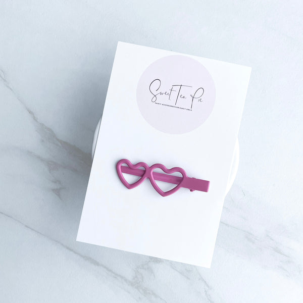 Magenta Heart Sunglasses Glam Clip