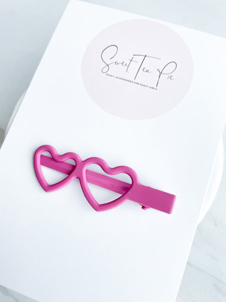 Magenta Heart Sunglasses Glam Clip