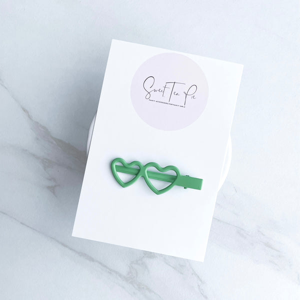 Green Heart Sunglasses Glam Clip
