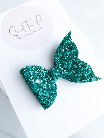 Seafoam Green Mermaid Tail Glitter Hair Bow