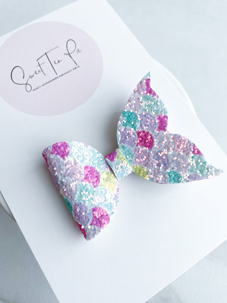 Pastel Scales Mermaid Tail Glitter Hair Bow