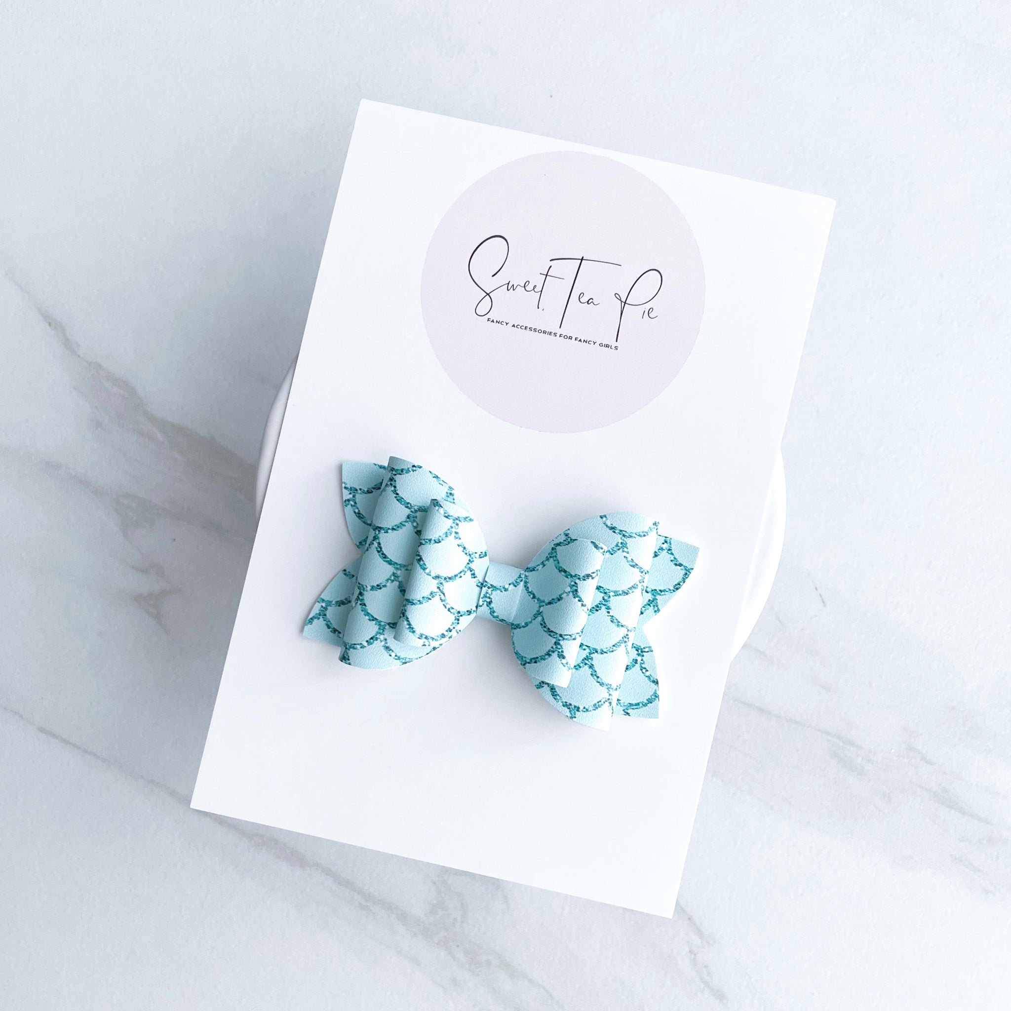 Blue Mermaid Double Loop Hair Bow