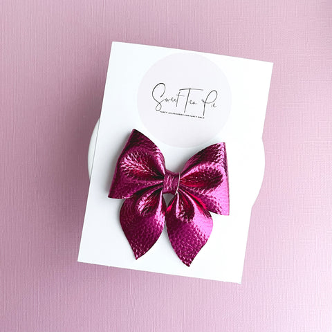 Pink Metallic Sailor Hair Bow