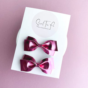 Rosey Metallic Twisted Pigtail Bows