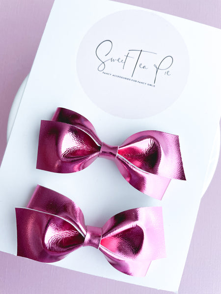 Rosey Metallic Twisted Pigtail Bows