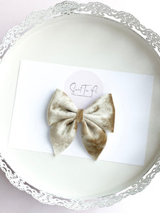 Gold Crushed Velvet - Sailor Hair Bow