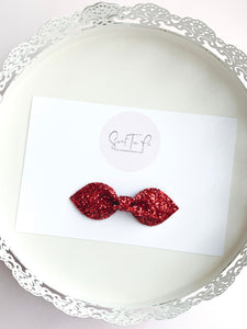 Red Petite Glitter Hair Bow