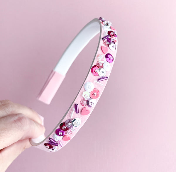 Valentine Wishes Sequin Glitter Headband