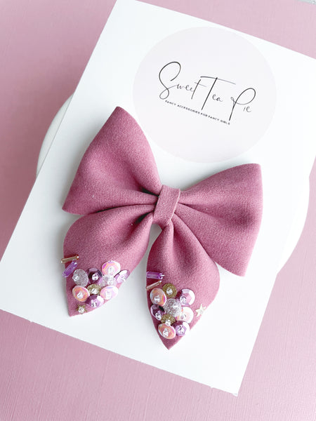 Valentines Sequin Glitter Sailor Bow