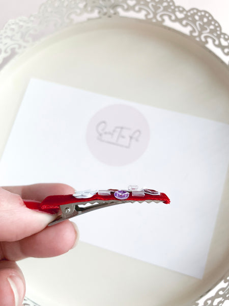 Sequin Velvet Lined Hair Clip - 001