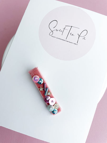 Sequin Velvet Lined Hair Clip - 017