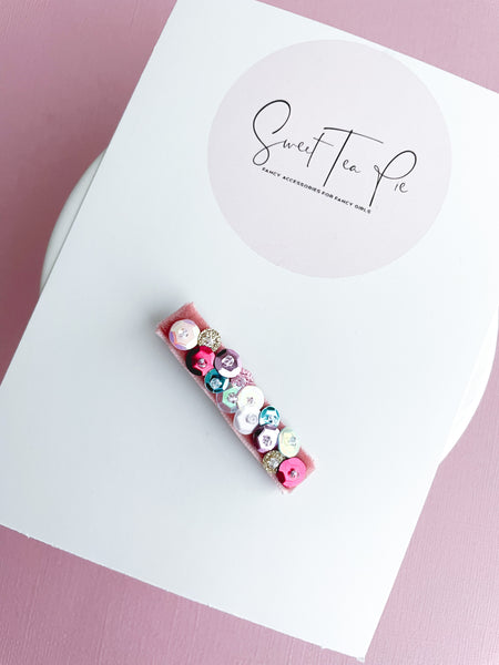 Sequin Velvet Lined Hair Clip - 018