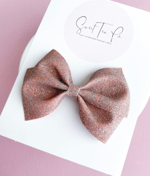 Pale Mauve Glitter Lu Hair Bow