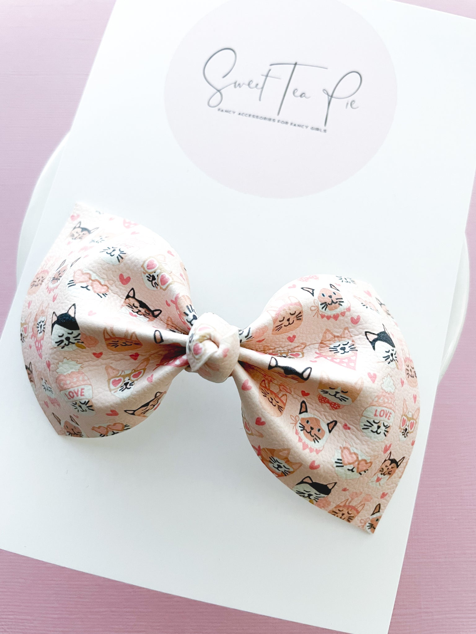 Sweetheart Kitten Knot Hair Bow