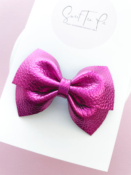 Metallic Pink Modern Lu Hair Bow
