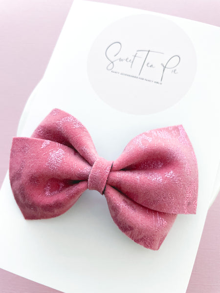 Pink Velvet Leopard Lu Hair Bow
