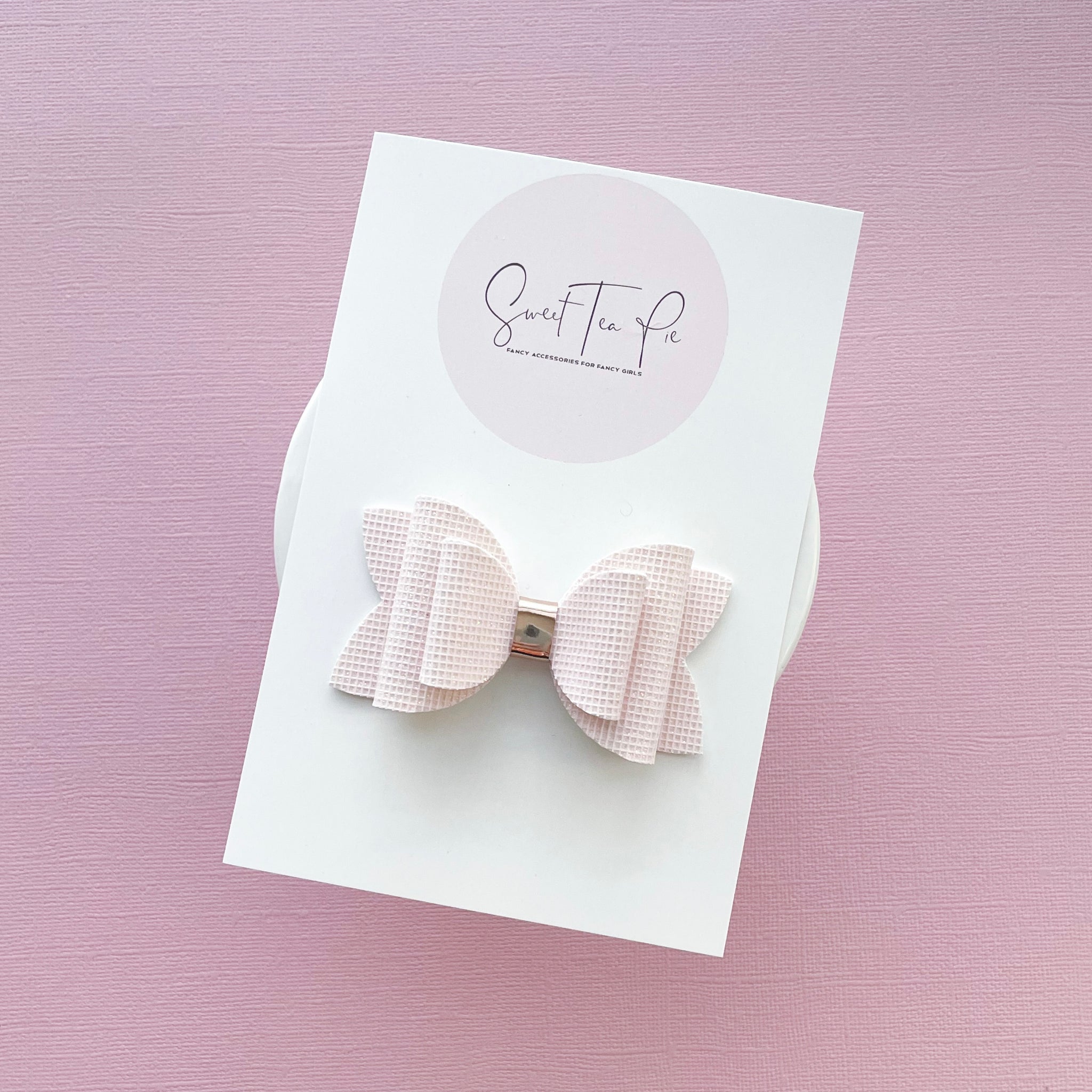 Light Pink Graph Double Loop Hair Bow