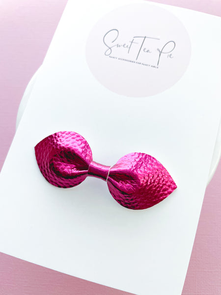 Pink Metallic Petite Hair Bow