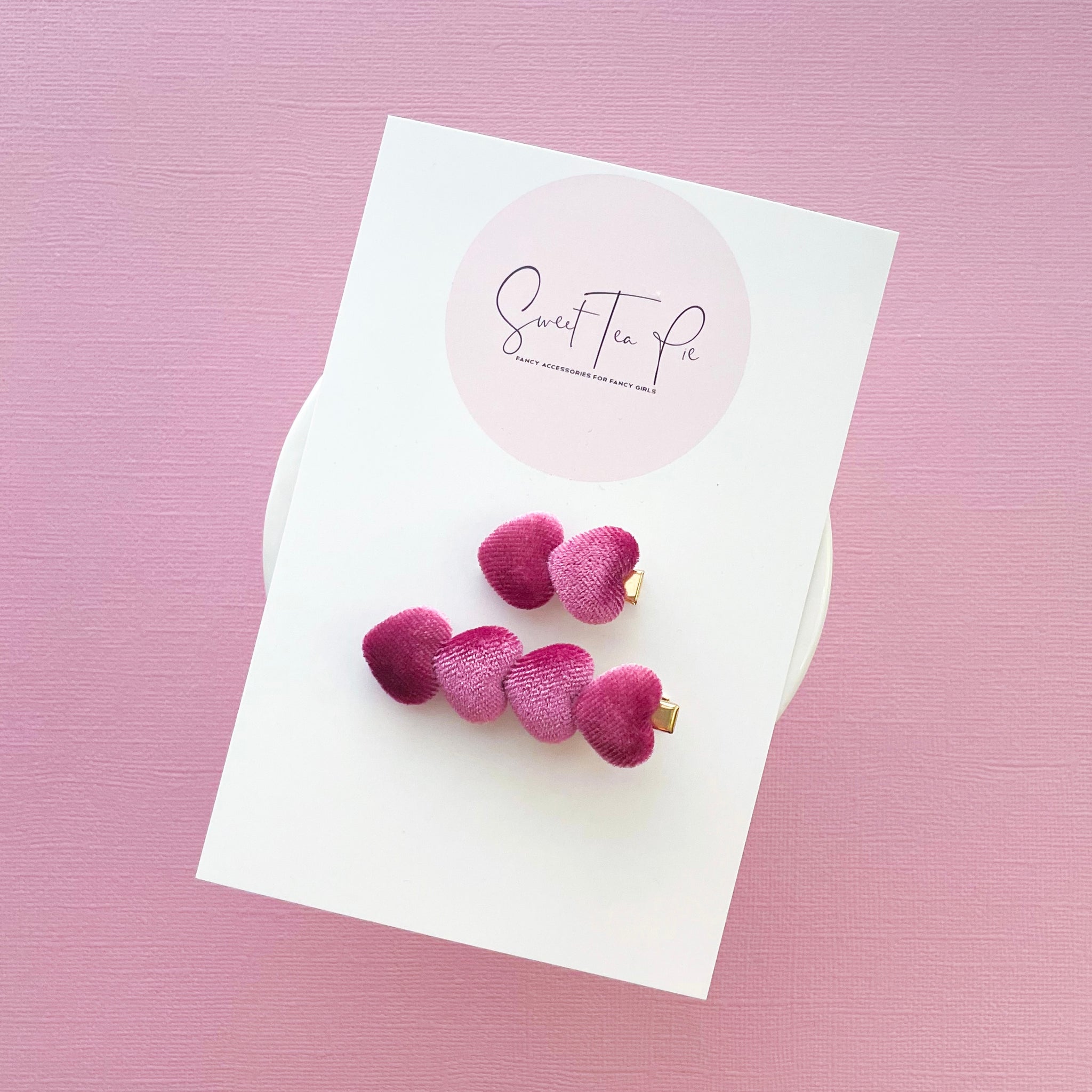 Mulberry Velvet Heart Clip Set