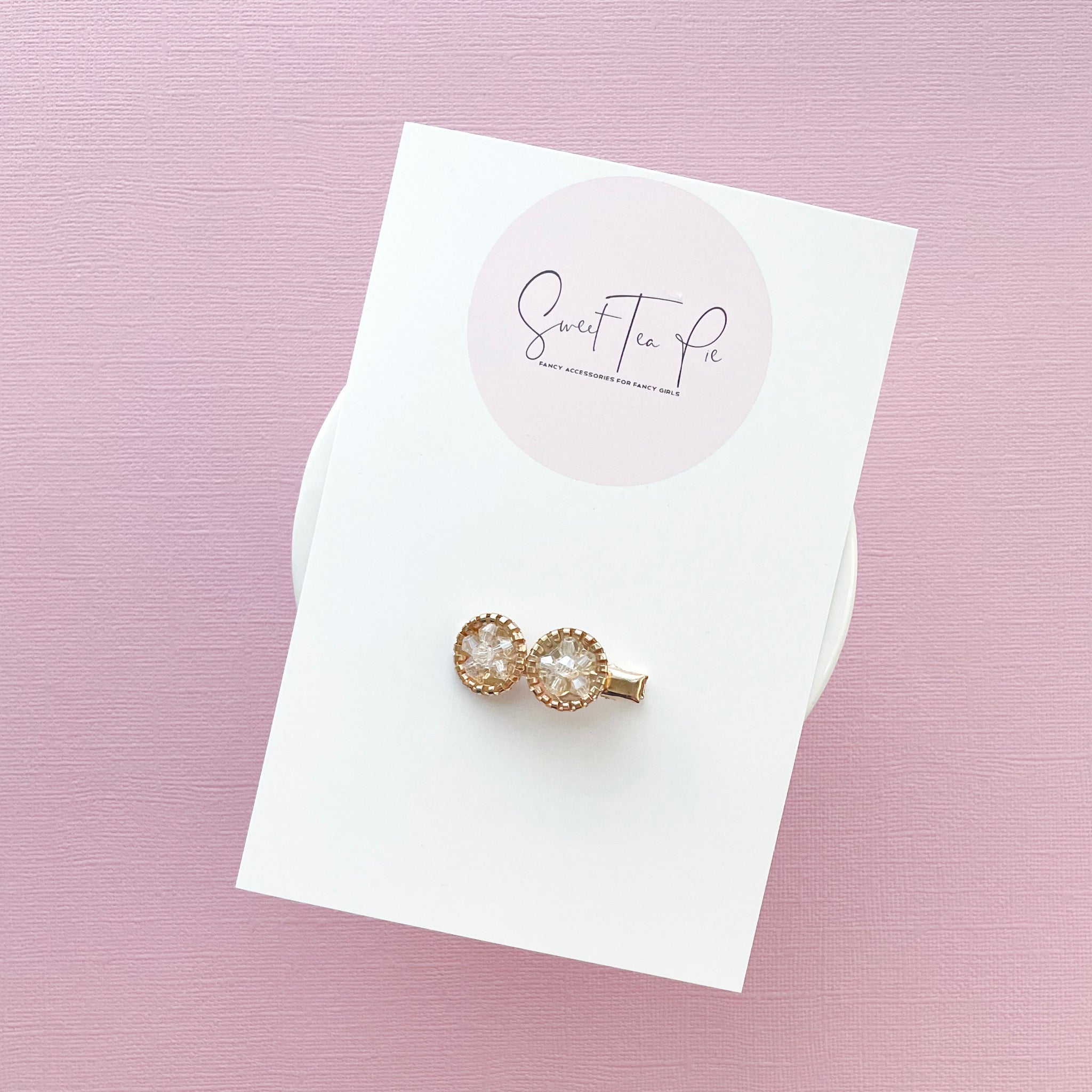 Champagne Crystal Round Mini Glam Clips