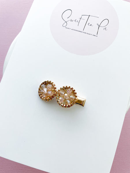 Pink Crystal Round Mini Glam Clips
