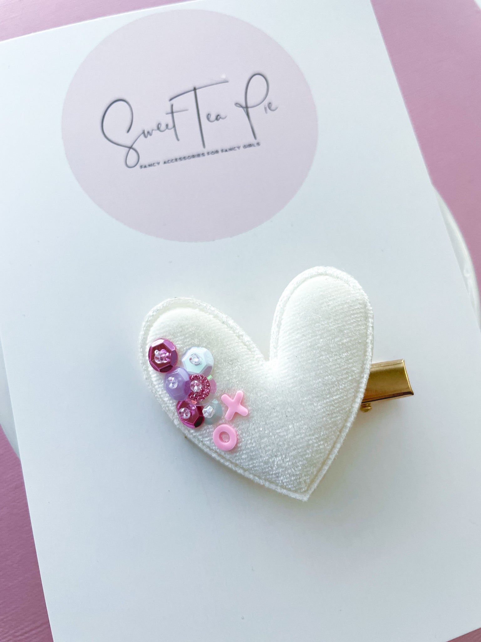 XO Hearts Sequin Glam Clip