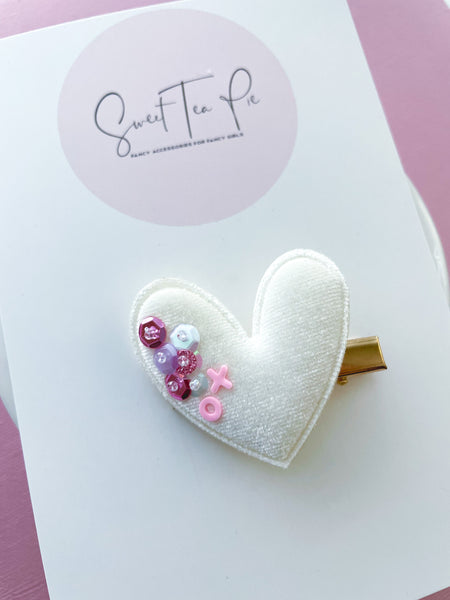 XO Hearts Sequin Glam Clip
