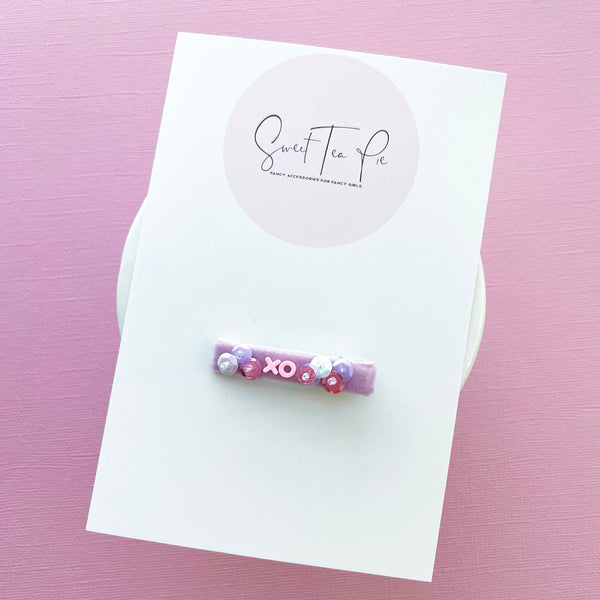 Sequin Velvet Lined Hair Clip - 035