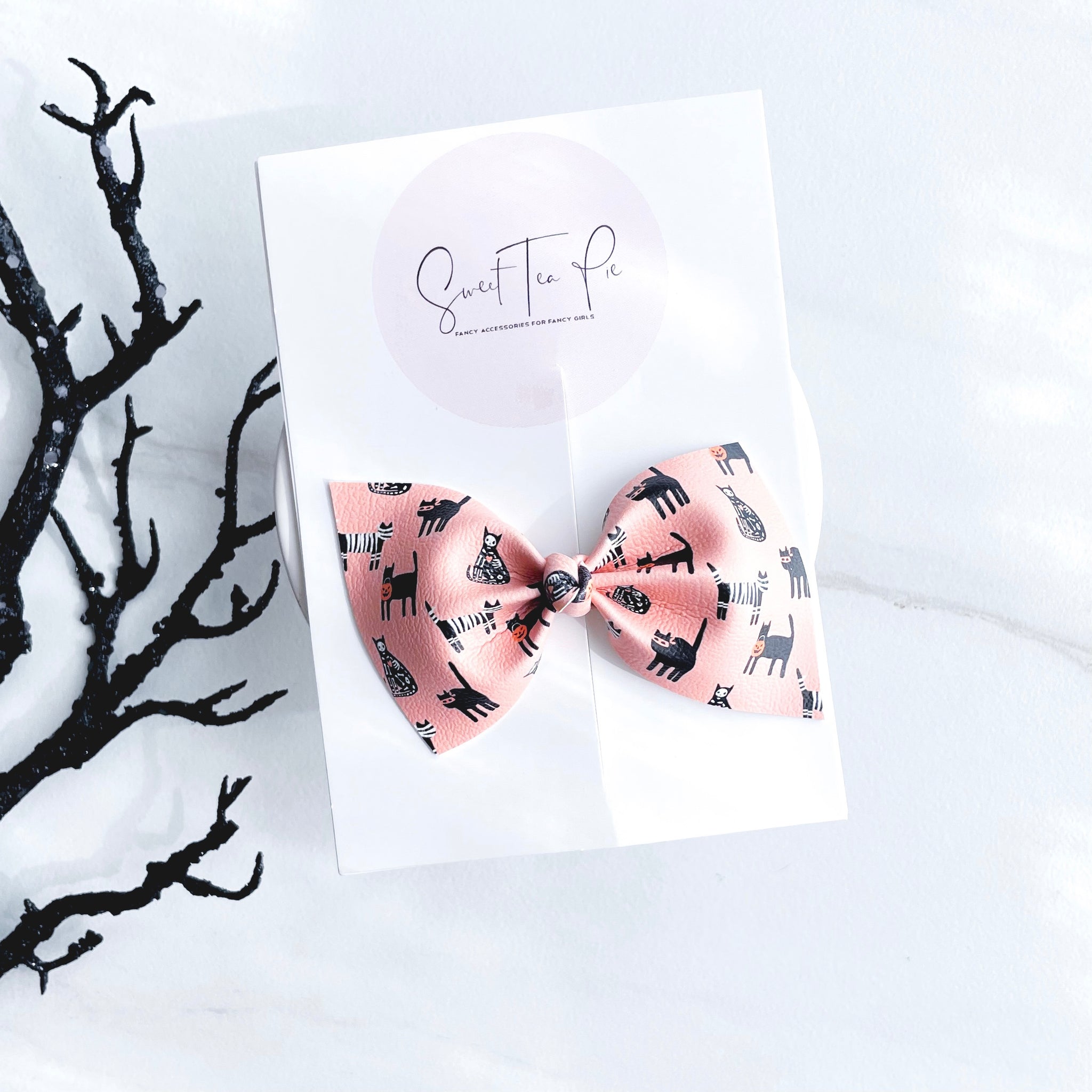 Skeleton Cats Knot Hair Bow