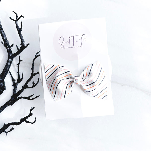 Thin Halloween Stripes Knot Hair Bow