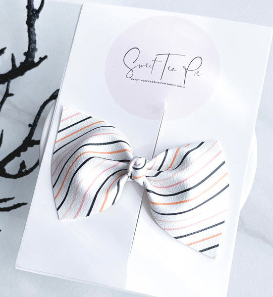 Thin Halloween Stripes Knot Hair Bow