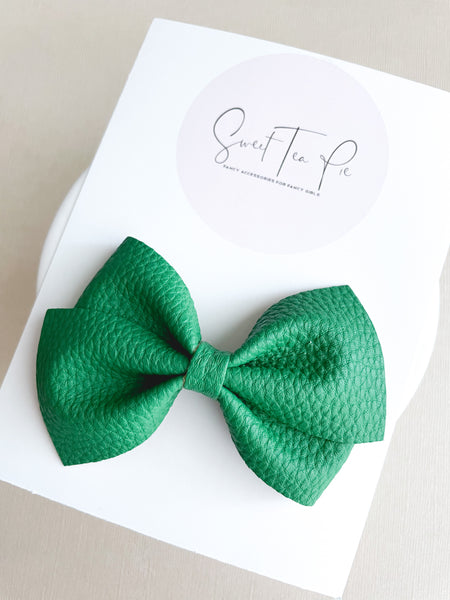 Solid Green Lu Hair Bow