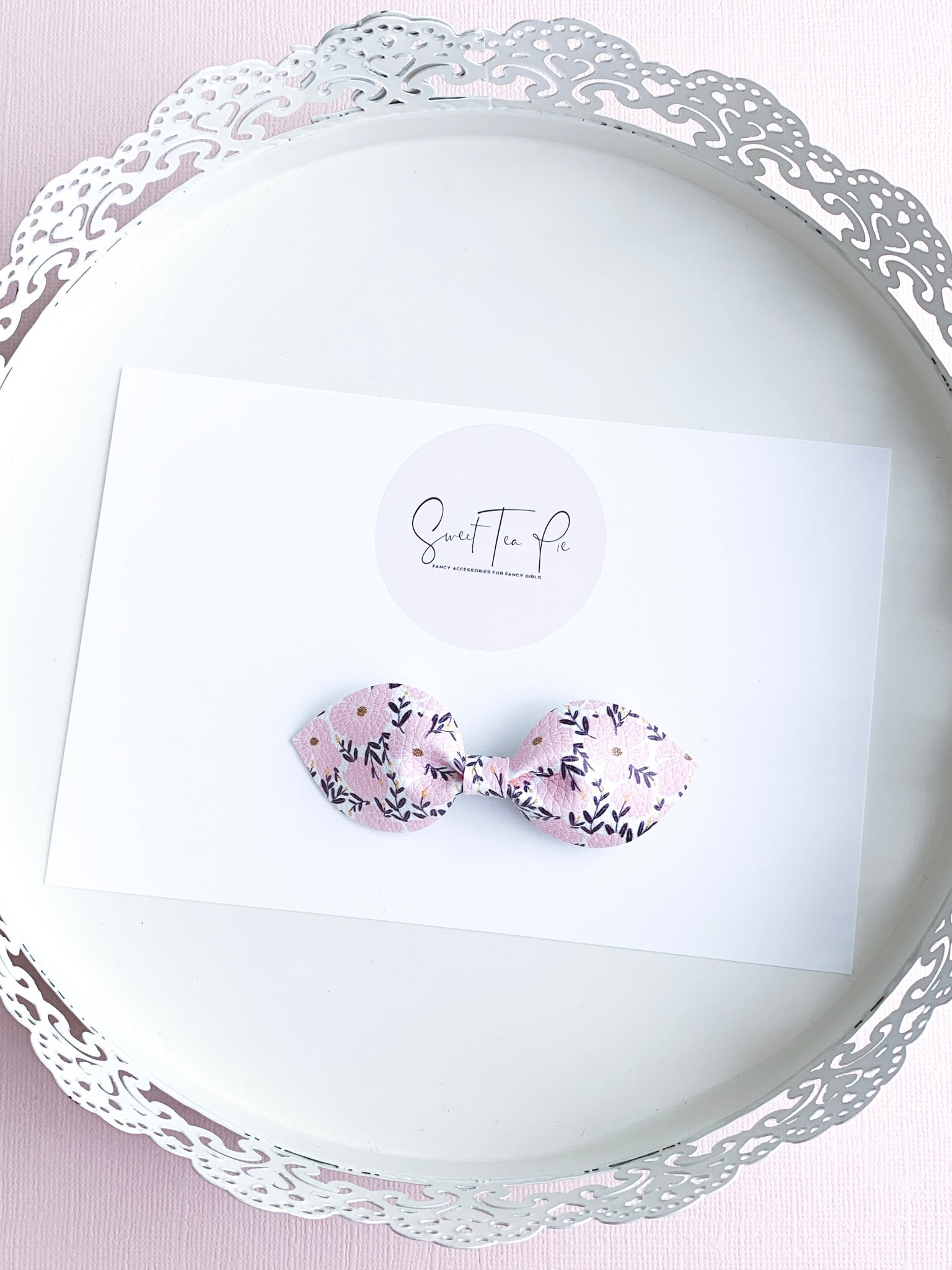 Pink Golden Blooms Petite Hair Bow