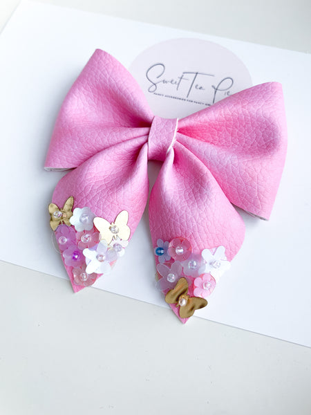 Rose Pink Butterfly Garden Sequin Dripped Sailor