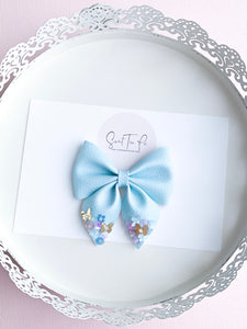 Sky Blue Butterfly Garden Sequin Dripped Sailor