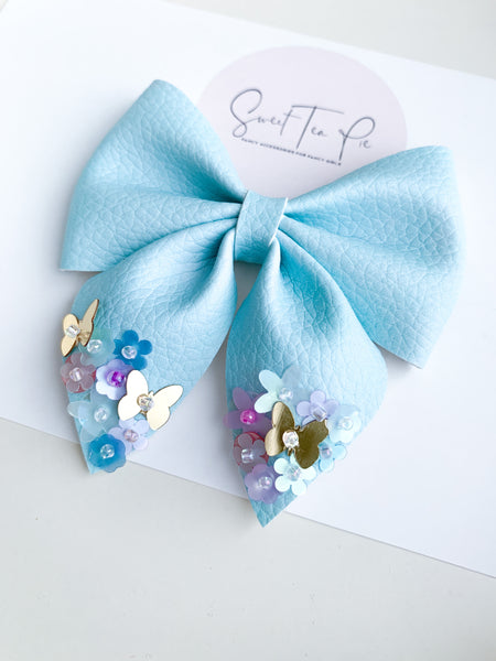 Sky Blue Butterfly Garden Sequin Dripped Sailor