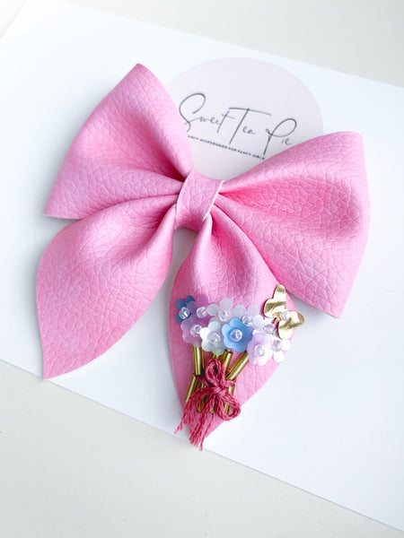 Rose Pink Floral Bouquet Sequin Dripped Sailor