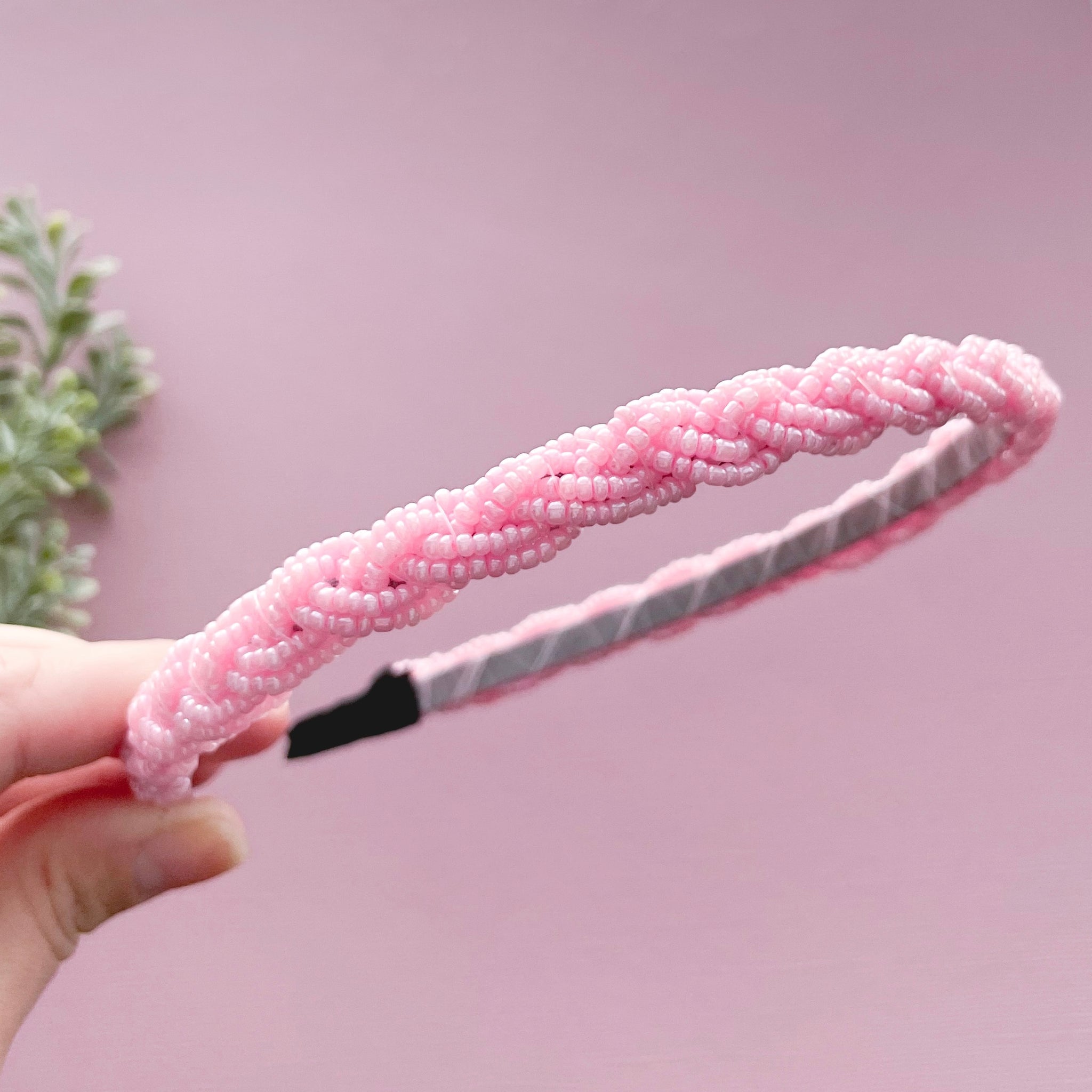 Pink Beaded Headband