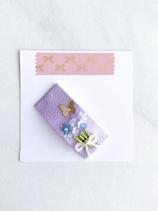 Orchid Purple Floral Bouquet Sequin Snap Clip