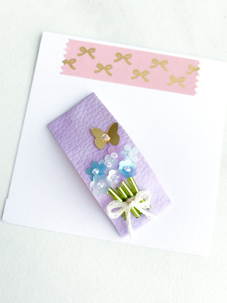Orchid Purple Floral Bouquet Sequin Snap Clip