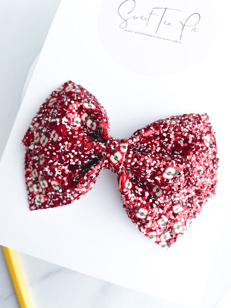 Apple Glitter Modern Lu Hair Bow
