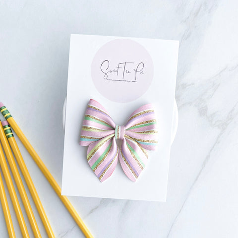 Pink Stripes Sailor Hair Bow
