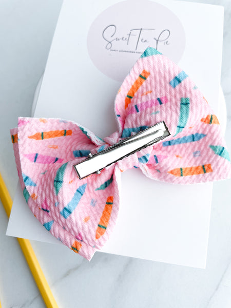 Bow of Crayons Fabric Hair Bow